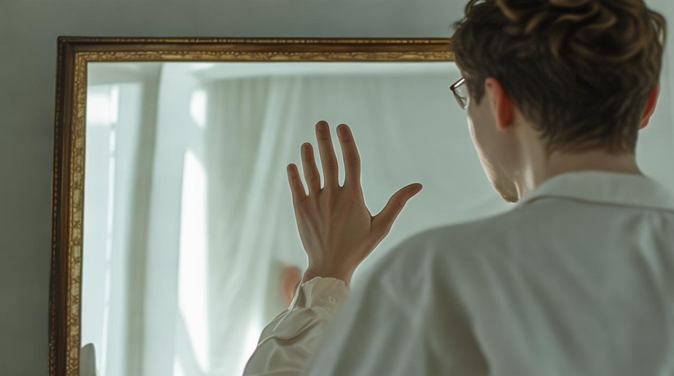 对着镜子摆手 自己走自己的