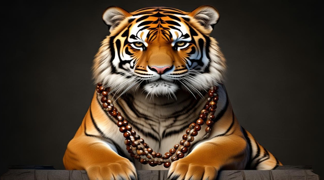 老虎戴念珠 假充善人