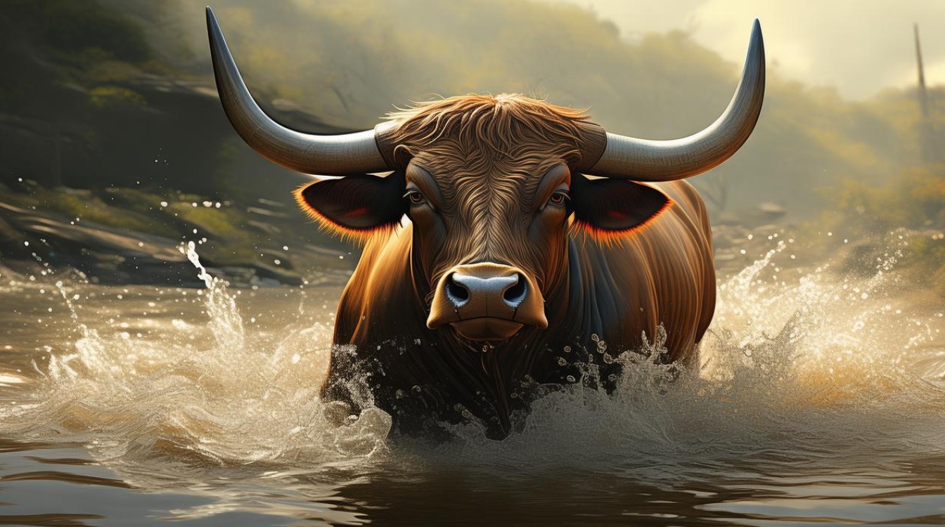 黄牛过河 露头角